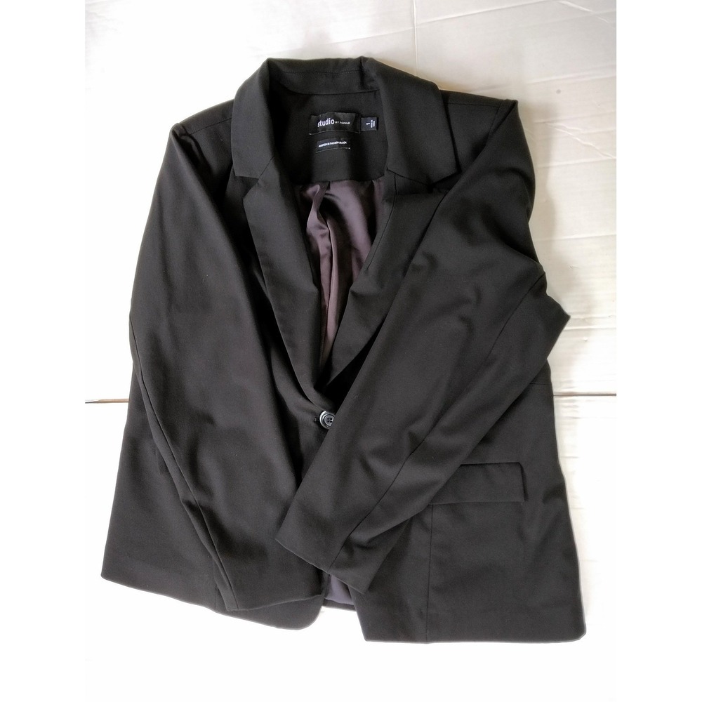 Torrid Studio Blazer Women's 1 1X Black Padded Shoulder Single Button Workwear - Picture 5 of 9